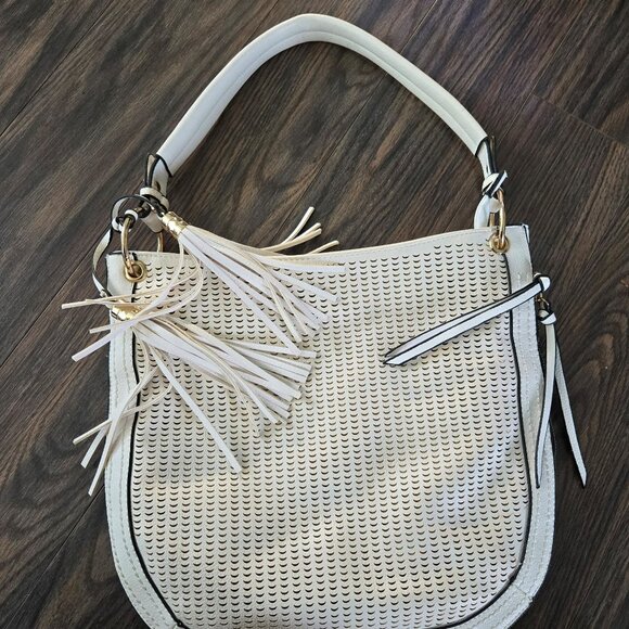 Unbranded Faux White Leather Shoulder Bag w/ Expandable Width NWOT - Picture 1 of 12